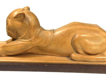 Sculpture En Bois d'Une Panthère Couchée Par Noël Ange Martini époque Art Déco