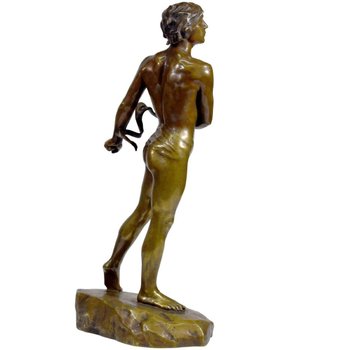 Bronze Patine Dorée Représentant David Signé Charbonneau Daté 1909