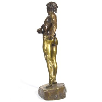 Bronze Patine Dorée Représentant David Signé Charbonneau Daté 1909