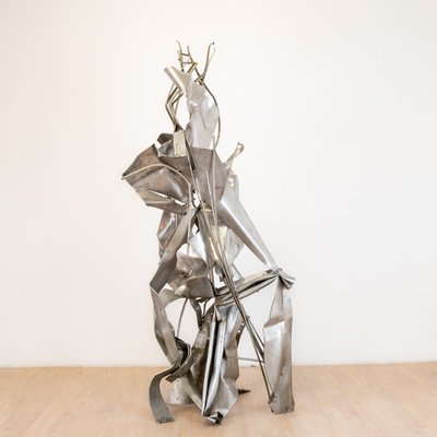Alber Féraud stainless steel sculpture, signed and dated 1976