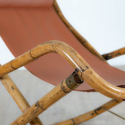 Vintage Bamboo and Brass Lounge Chair, 1960s