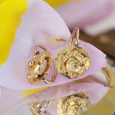 Rose Gold Flower Beaded Sleepers