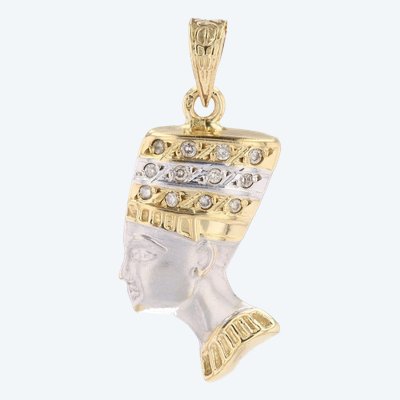 Ägyptischer Anhänger, zweifarbiges Gold und Diamanten
