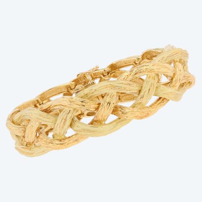 Bracciale vintage intrecciato in due tonalità d'oro