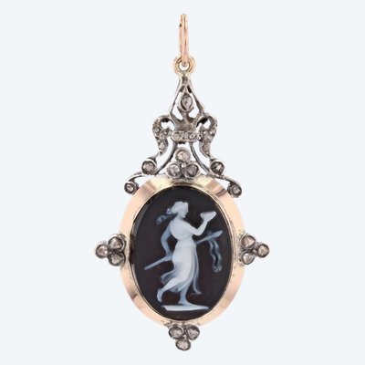 Antique Cameo And Rose-cut Diamond Pendant