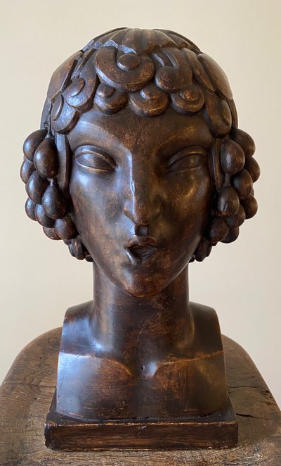 José Martin for Sue and Mare. Head of a young Bacchus or faun. Original Art Deco plaster.