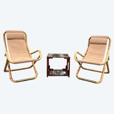 Vintage bamboo living room set, 1960s–70s