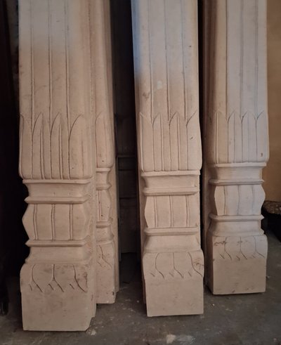Twelve pink sandstone columns