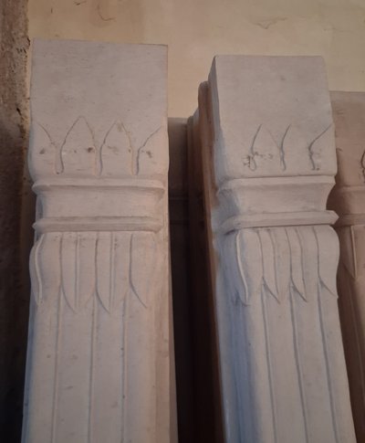 Twelve pink sandstone columns