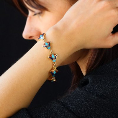 Bracelet or jaune email égyptien