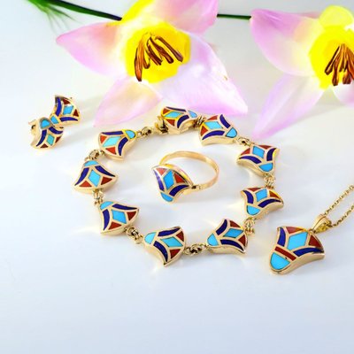 Bracelet or jaune email égyptien