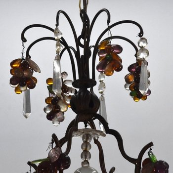 Chandelier Pampilles Early 20th Century 7 Lights