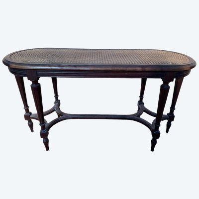 Piano bench – Louis XVI style – Six tapered legs – Canework