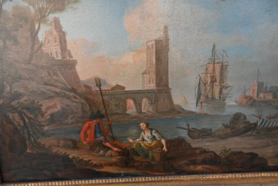 Jean Baptiste Lallemand, follower of, 18th century school, Mediterranean port scene