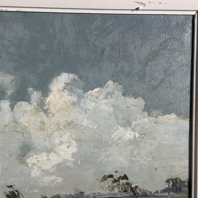 Huile sur toile XXe paysage de Camargue par Ely Laumonier
