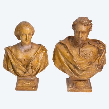 Marshal Niel And His Wife Busts In Plaster By Adolphe Crauk