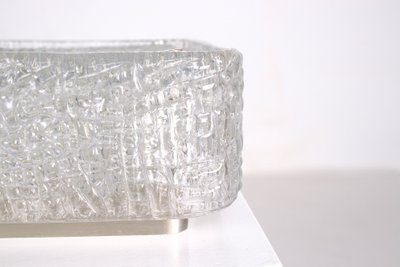 Square ceiling light in textured glass - 1970s