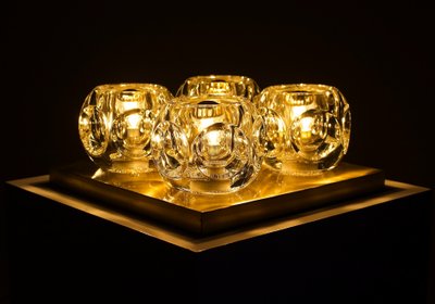 Ice Cube ceiling light in brass - Peill & Putzler, 1970s