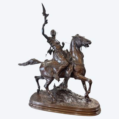 SKULPTUR - ARABISCHER FALKNER ZU PFERD , PIERRE-JULES MÊNE (1810-1879) - BRONZE