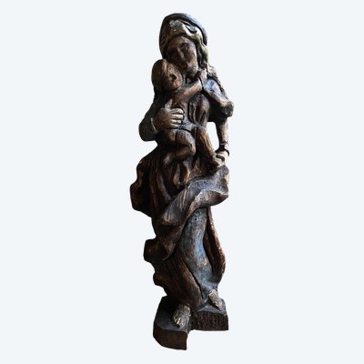 Jungfrau mit Kind, holzgeschnitzte Statuette