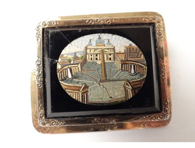 Mikro Mosaik Brosche Petersplatz Rom Vatikan Italien Grand Tour 19.