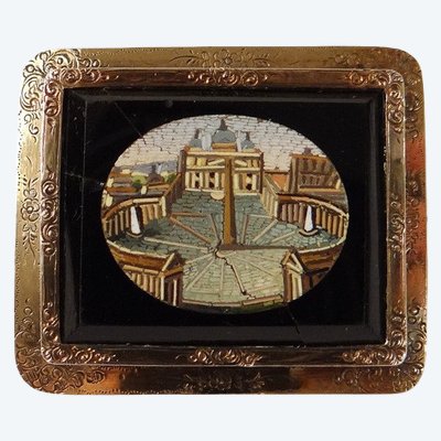 Spilla a micro mosaico Piazza San Pietro Roma Vaticano Italia Grand Tour XIX secolo