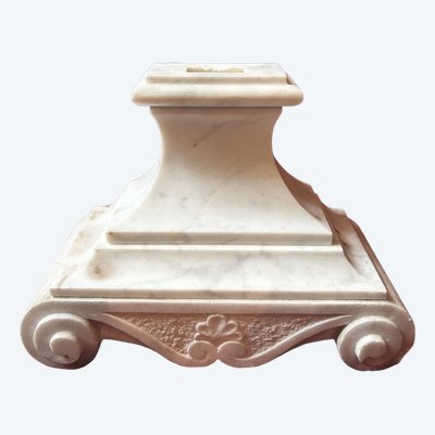 Carved white marble altar base