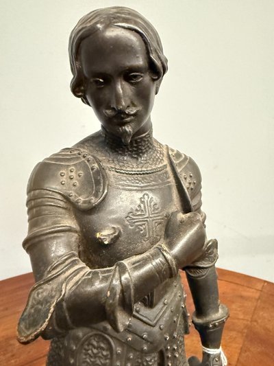 Antike Skulptur eines Ritters in Scaiola, Frankreich, 19. Jahrhundert, 41x14x14cm