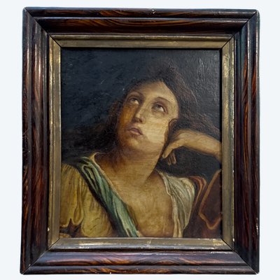 Tableau ancien Marie Madeleine, 19ème siècle, dans un cadre coeval, 35x30cm