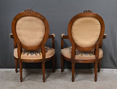 Paire de Fauteuils en Hêtre, style Louis XVI - Début XXe
