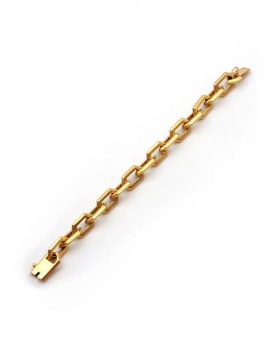 Bracciale a maglie smussate in oro massiccio 18k, bracciale a catena