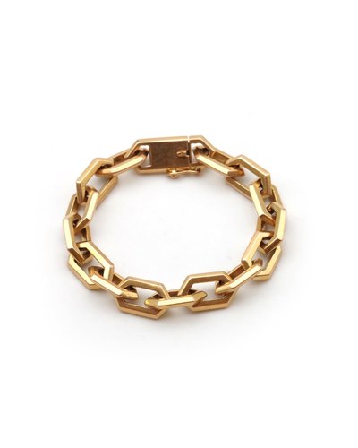 Bracciale a maglie smussate in oro massiccio 18k, bracciale a catena