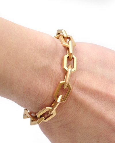 Bracciale a maglie smussate in oro massiccio 18k, bracciale a catena