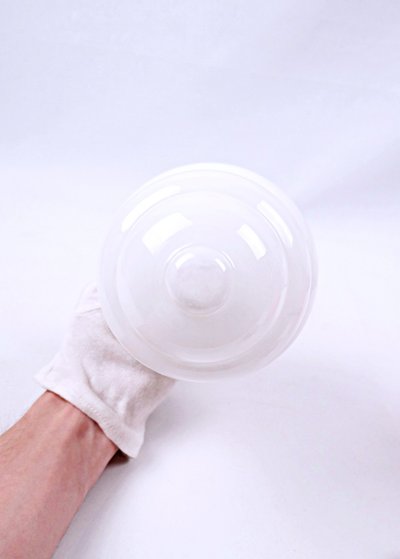Space Age ceiling globe in vintage 1960s white glass