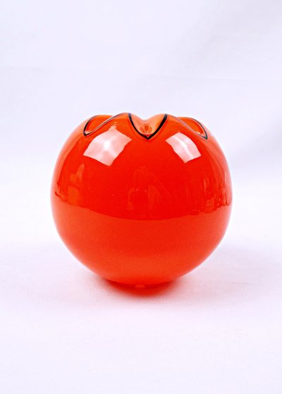 Orange and black blown glass ceiling globe, Art Deco, early 20th century