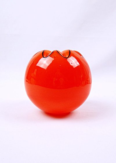 Orange and black blown glass ceiling globe, Art Deco, early 20th century