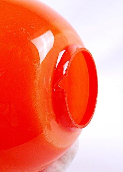 Orange and black blown glass ceiling globe, Art Deco, early 20th century