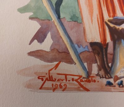 Madagaskar - 2 Aquarelle - Gilbert Rakoto - 1969