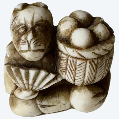 Deer antler netsuke