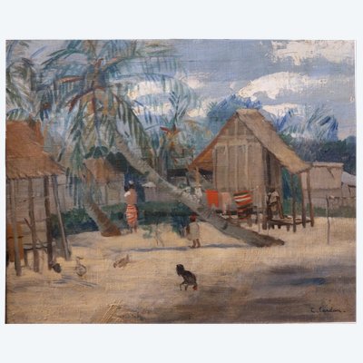 Cécile TARDAN - (1909 - 1990) - Madagascar - A village -