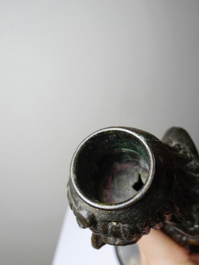 Caricature candlestick, patinated regule, Frédérick Lemaître, early 19th-20th century