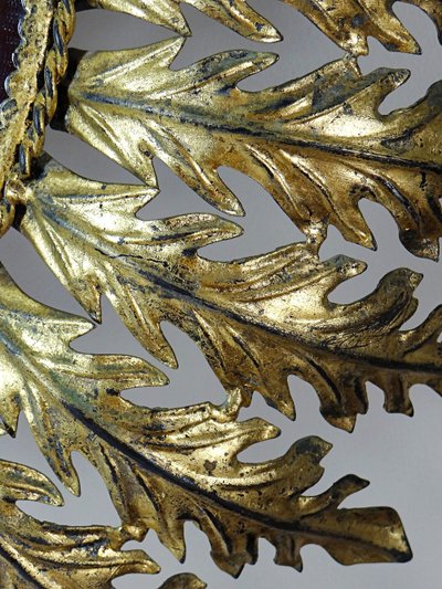 Large Italian gilded metal wall mirror, 60s-70s