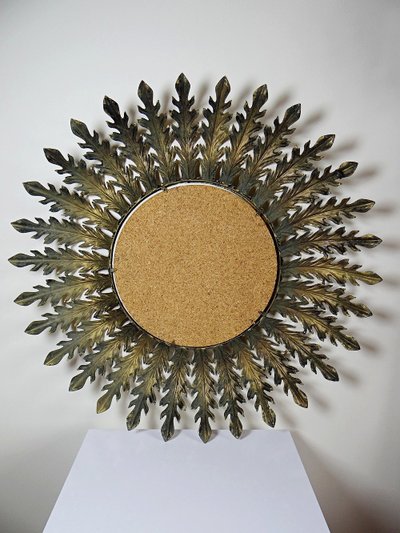 Large Italian gilded metal wall mirror, 60s-70s
