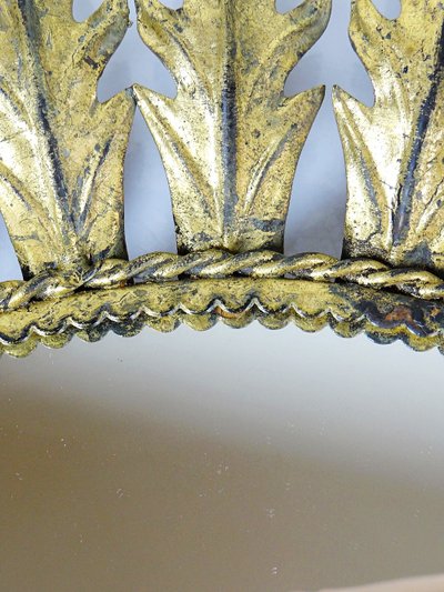 Large Italian gilded metal wall mirror, 60s-70s