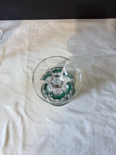 Set of 6 cut and lined crystal glasses - various colors