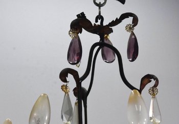 Chandelier Pampilles period Beginning XXth 6 Lights