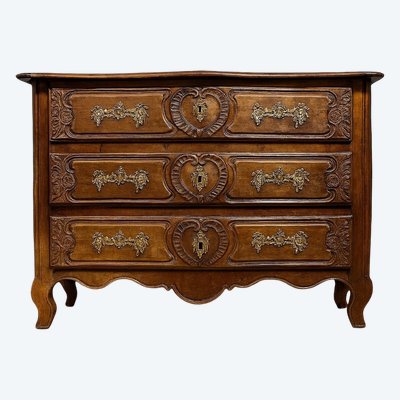 Importante Commode Lyonnaise époque Louis XV en noyer massif