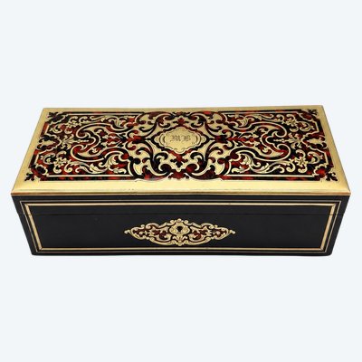 Exceptionnel Coffret Napoléon III en Marqueterie Boulle Monogrammé MB Écrin Bijoux Montres Rolex