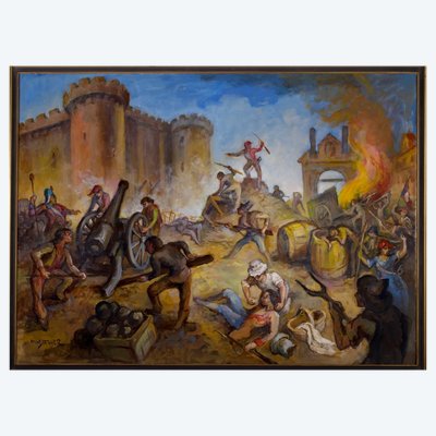 La Prise de la Bastille, huile sur toile, Alexis Hinsberger – 1989