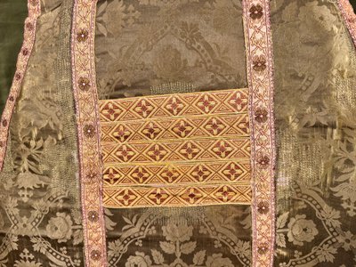 Chasuble stole and purse - green and gold - Late 19th century